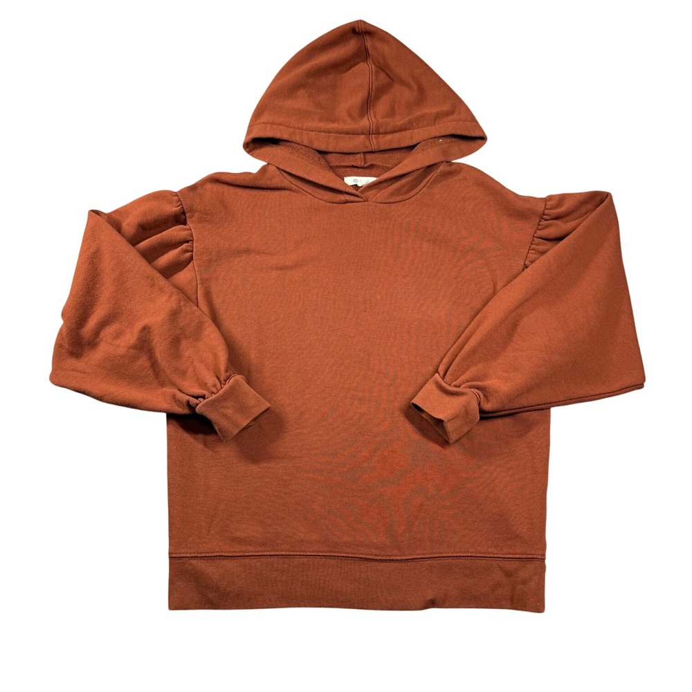 Madewell Womens Burnt Orange Puff Sleeve Hoodie Sweatshirt NB476 Small